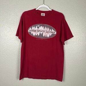 Comfort Colors Men's Size Medium Red Inner Space Cavern 100% Cotton Graphic Tee